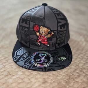 Top Level Kids Grey & Black Snapback Hat with Basketball Bear Legend Forever